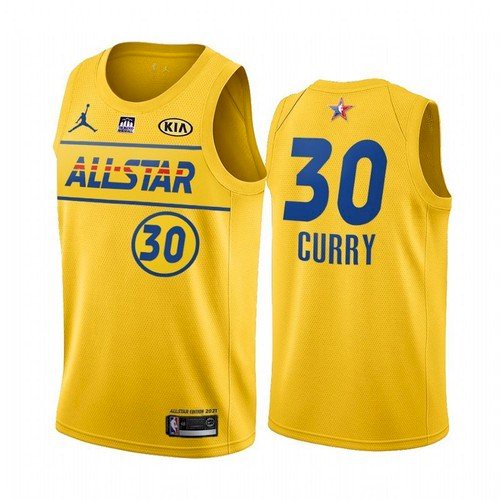 Men's 2021 All-Star Warriors #30 Stephen Curry Yellow Western Conference Stitched NBA Jersey